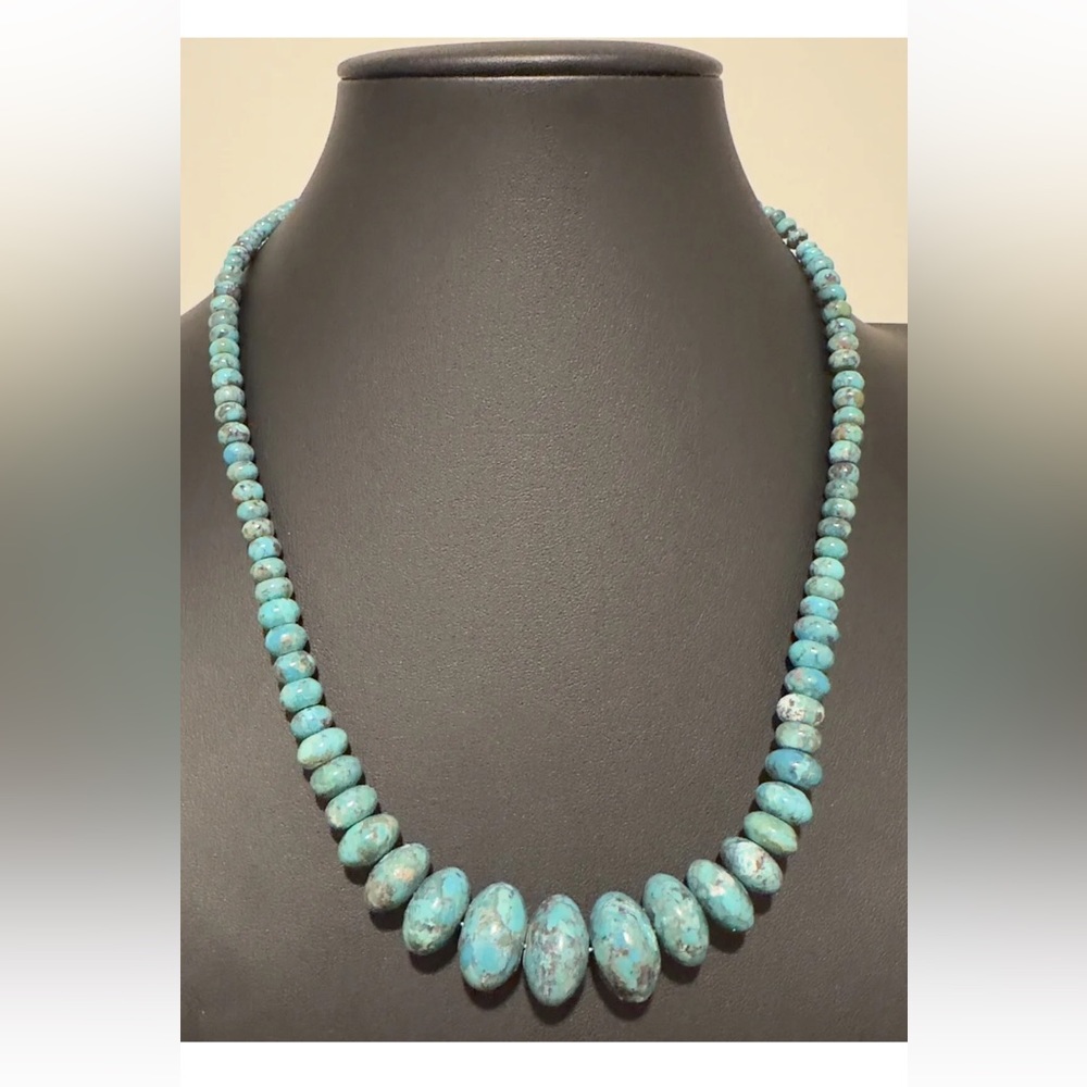 Jay King Sterling Silver Blue Turquoise Graduated Bead Necklace